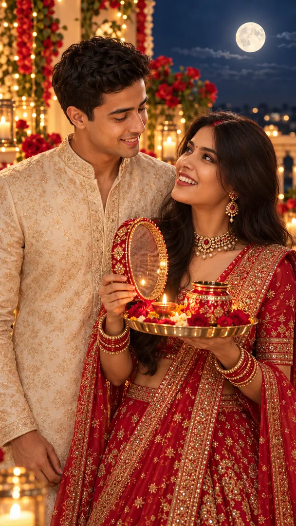 Karwa Chauth Love Moment: AI Karwa Chauth photo effect example 2