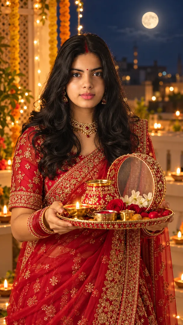 Karwa Chauth Traditional Portrait: AI Karwa Chauth photo effect