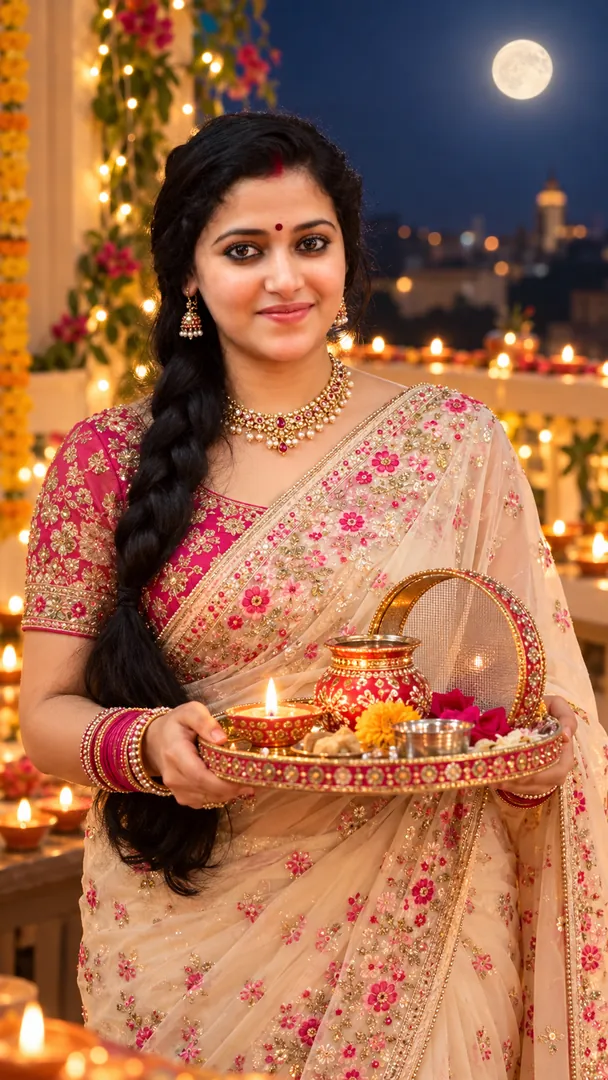Karwa Chauth Traditional Portrait: AI Karwa Chauth photo effect example 2