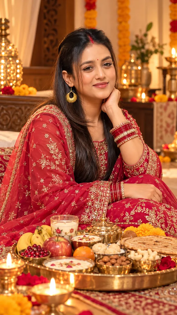Sargi Celebration Portrait: AI Karwa Chauth photo effect example 2