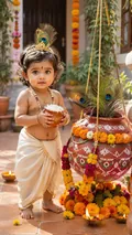 Little Krishna Portrait: AI Krishna Janmashtami example