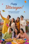 Family Uttarayan Celebration: AI Makar Sankranti example