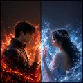 Elemental Duality: AI Matching Wallpapers example