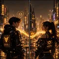 Sci-Fi Gamers: AI Matching Wallpapers example