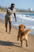 Beach Day With My Dog: AI Me & My Pet example