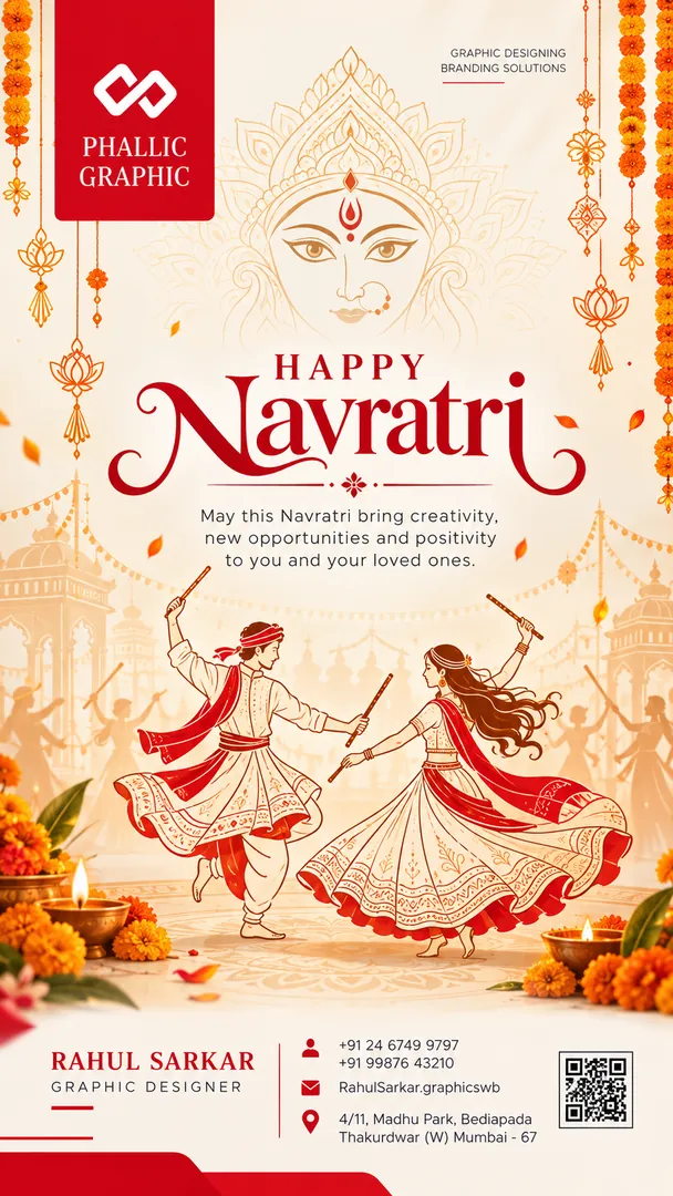 Business Wishing Card: AI Navratri photo effect example 2
