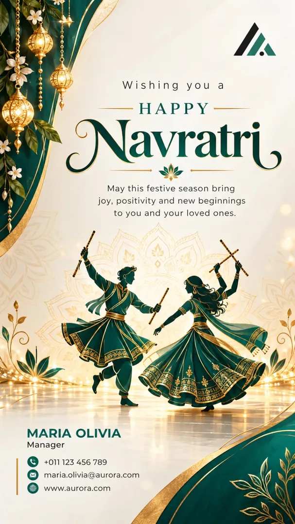 Business Wishing Card: AI Navratri photo effect