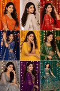 Nine Colours Grid: AI Navratri example