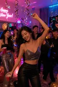 Colorful NYE House Party: AI New Year's Eve example