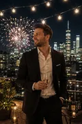 Rooftop Midnight Celebration: AI New Year's Eve example