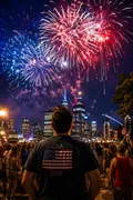 Fireworks Over the City: AI Patriotic USA example