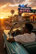 Old Route 66 America: AI Retro & Vintage Decades example