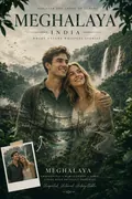 Waterfall Rainforest: AI Travel Poster Art & Vintage Prints example