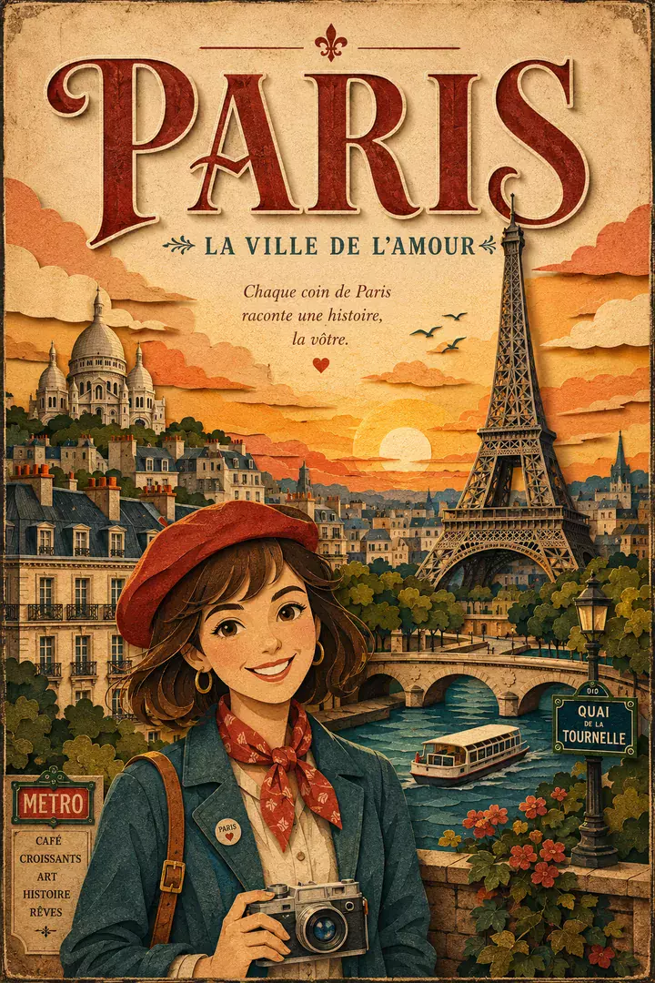 Vintage City Poster AI photo example