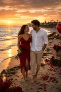 Beachside Romance: AI Valentine's Day example