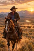 Cowboy on Horseback: AI Western Cowboy example
